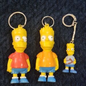 Vintage Bart Simpson Keychains Set Of 3 From 1990s